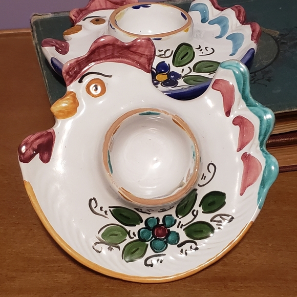 Chicken Egg Cup Saucers Vintage Giraffa Cali 1992 - Picture 7 of 10